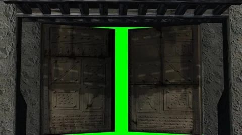 Old castle gate  opens - green screen Vidéo 42861025