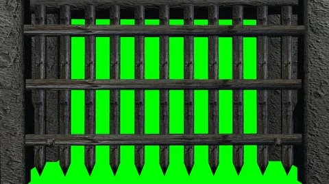 Old castle gate  opens - tracking shot through the gate Video stock 42861006