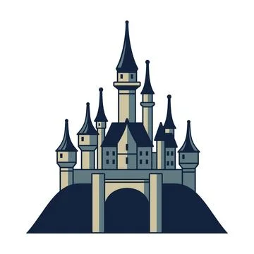 Old Castle Icon on White Background. Vector Logo Stock Illustration