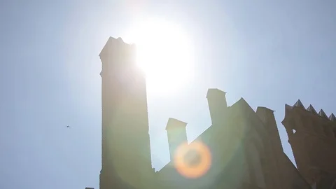 Old castle in Latvia and the rays of light Stock Footage 95301032