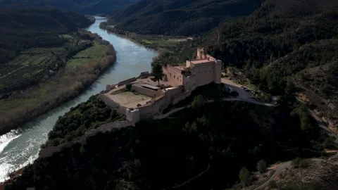 Old castle in the mountains 4K drone footage 스톡 동영상 300368931