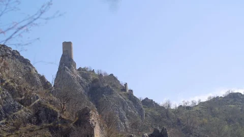 Old castle in the mountains. Stock Footage 88304161