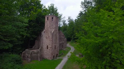 Old Castle Ruin Tower Flyover Video stock 56206509