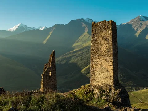 Old castle ruins in mountains Stock Footage 71672879