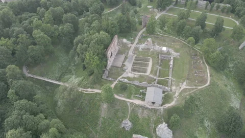 OLD CASTLE RUINS TOP VIEW SUMMER - 3840x2160 - 59,94 FPS Stock Footage 168086389