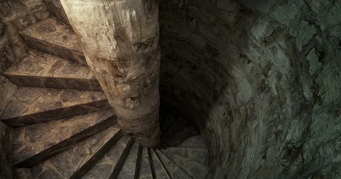 Old castle staircase, looping 3D animation Stock Footage 106769717