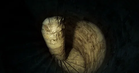 Old castle staircase with spotlight, looping 3D animation Stock Footage 106768945