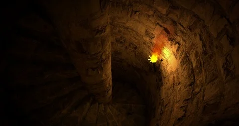 Old castle staircase with torches, looping 3D animation Stock Footage 106769760