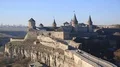 Old castle, stone fortress in Kamianets-Podilskyi city in western Ukraine HD Footage