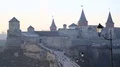 Old castle, stone fortress in Kamianets-Podilskyi city in western Ukraine HD Footage