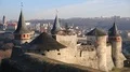 Old castle, stone fortress in Kamianets-Podilskyi city in western Ukraine HD Footage