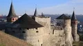 Old castle, stone fortress in Kamianets-Podilskyi city in western Ukraine HD Footage