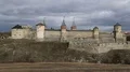Old castle, stone fortress in Kamianets-Podilskyi city in western Ukraine HD Footage
