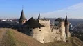 Old castle, stone fortress in Kamianets-Podilskyi city in western Ukraine HD Footage