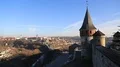 Old castle, stone fortress in Kamianets-Podilskyi city in western Ukraine HD Footage