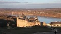 Old castle, stone fortress in Khotyn city, western Ukraine HD Footage