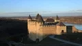 Old castle, stone fortress in Khotyn city, western Ukraine HD Footage