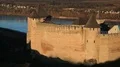 Old castle, stone fortress near Dniester river in Khotyn city, western Ukraine HD Footage