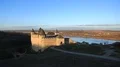 Old castle, stone fortress near Dniester river in Khotyn city, western Ukraine HD Footage