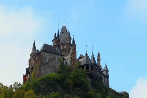 Old Castle timelapse, medieval building sky passing clouds, day, click for HD Stock Footage 43934218