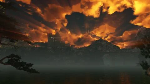 Old castle on top. Stock Illustration