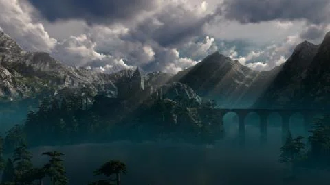 Old castle on top. Stock Illustration