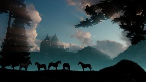 Old castle on top. Stock Illustration