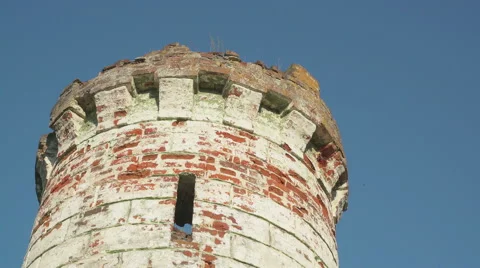 Old castle tower leaned at the gate Stock Footage 65279015