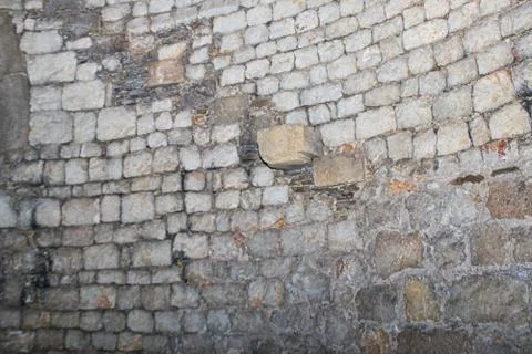 Old castle tower stone wall round Stock Photos