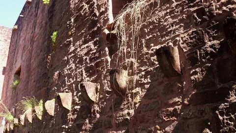 Old castle wall with observation window 4k Vidéo 93214949