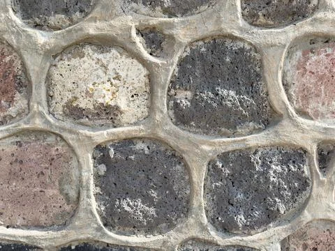 Old castle wall, texture, wallpaper, concrete wall, volcanic rock wall tuff, Foto stock