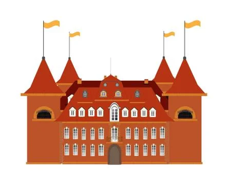 Old castle on white background - vector illustration. Stock Illustration