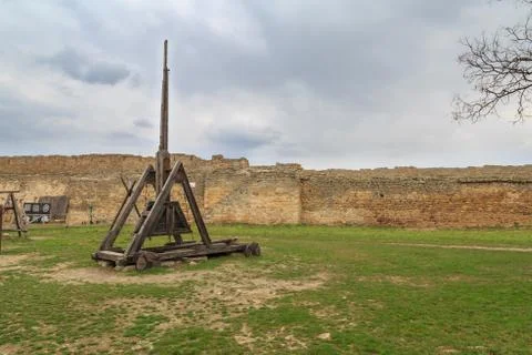 Old catapult inside the fort Stock Photos