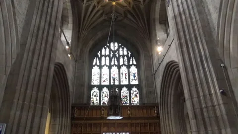 Old cathedral entry Stock Footage 92375312