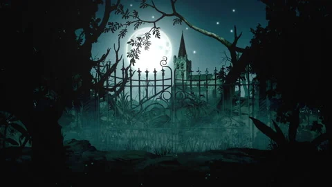 Old Cathedral palace in the night forest. Vintage animation Stock-Footage 89687288