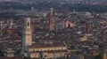 Old cathedrals with towers in historical downtown of Verona city, panorama HD Footage