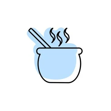 Old cauldron with color shadow vector icon in halloween set Stock Illustration