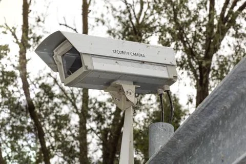 The Old CCTV Security Camera operating long time Stock Photos