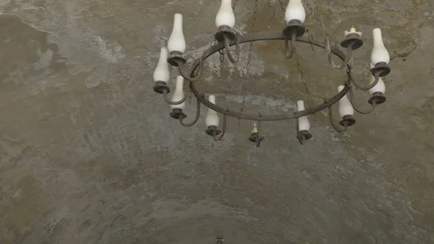 Old Ceiling with Chandeliers Stock Footage 110842353