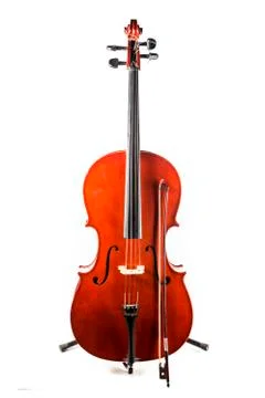 Old cello with his bow Stock Photos