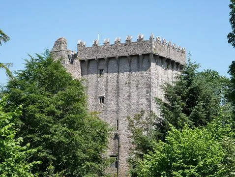 Old celtic castle tower in the trees, Blarney castle in Ireland, old ancien.. Stock Photos
