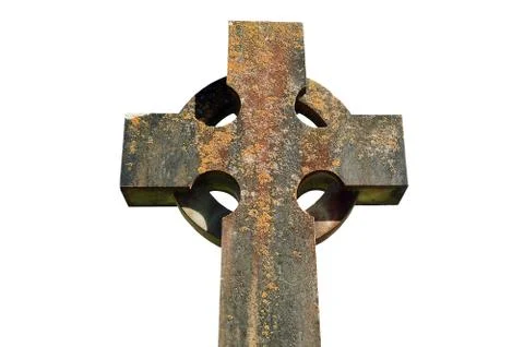 Old Celtic cross found in an old graveyard cut out and isolated Stock-Fotos