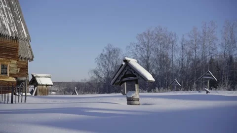 The old cemetery is covered with snow Stock Footage 232714355
