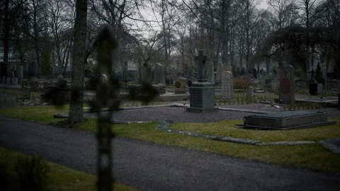 Old Cemetery Cross Stock Footage 88908412
