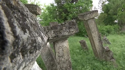 An old cemetery in the grass Stock Footage 131394354