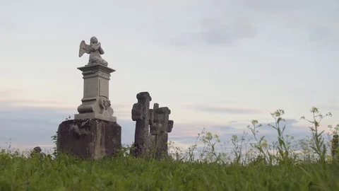 Old Cemetery Graveyard Stock Footage 76776025