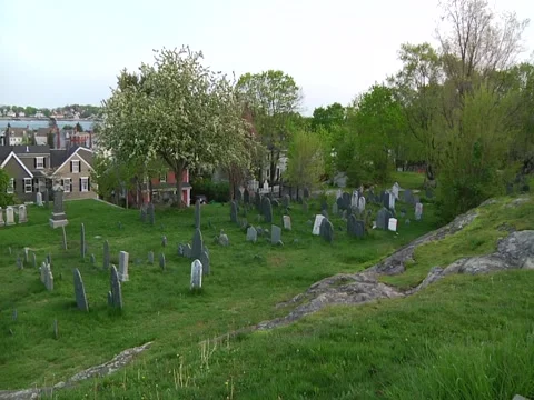 Old Cemetery on Hill Stock Footage 1089687