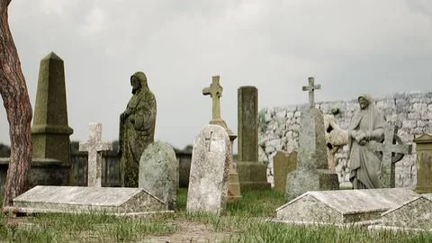 Old cemetery isolated on white background Stock Illustration