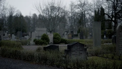 Old Cemetery Wide Stock Footage 88908442