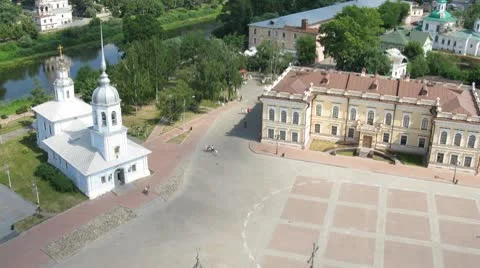 Old central square in Vologda, time lapse Stock Footage 8839789